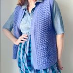 Womens Sweater Vest Hand knit Crochet Purple Open Cottage core Grannycore Size M Photo 5