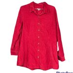 J. Jill Woman’s Red Button Down Corduroy Collared Shirt Size Medium Photo 0