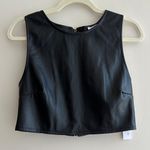Kirious  Faux Vegan Leather Cropped Tank Top, Black Tank, Women’s Size Large Photo 4