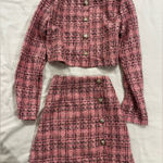 Pink Tweed Skirt Set Photo 0
