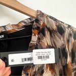 Steve Madden NEW Hollis Brushstroke Chiffon Blouse Top Black Tan Women's S Photo 7