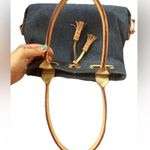 Dooney & Bourke Like new Vintage Leather Tassel Denim Small Bag Photo 5