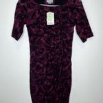Anthropologie MAEVE Elron Ruched Lace Dress Burgundy Size 2 Square Neck NWT Photo 0