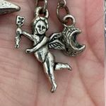 Vintage Silver Tone Celestial Stars Moon Angel Dangle Earrings Photo 5