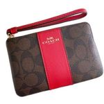 Coach $88 Retail NWT Brown and Red Wristlet Photo 0