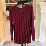 Free People Maroon Cable Knit-Sweater Crewneck Photo 1