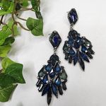 Silver with Blue Green Vintage Vibe Statement Earrings Photo 0