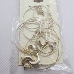 NWT Silver Dangling Hoop & Dolphins Earrings Silver Photo 1
