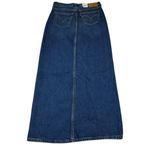 Levi's Premium Ankle Column Denim Midi Jean Skirt Size 24 Dark Wash Blue Photo 2