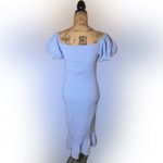 Baltic Born Alana Smocked Off-Shoulder Puff Sleeve Baby Blue Mermaid Midi Dress L Photo 4