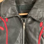Vintage Pegasus Black Leather Motorcycle Jacket Tassels & Red Roses Medium Photo 3