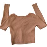 Hazel Moon Ribbed Cropped‎ Long Sleeve Brown Shirt Size XS Y2K Normcore Photo 1