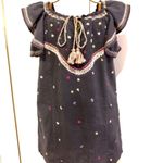 Ban Jara Cotton Embroidered Navy Blue Boho Sheath Dress Women's Size S Photo 3