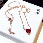 14K Rose Gold Plated Crystal Love Heart Pendant Necklace for Women Photo 3