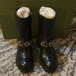 Gucci Logo Flores Calf Leather Heeled Ankle Boots Photo 4
