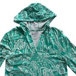 Coolibar UPF 50+ Catalina Beach Teal Green Paisley Hooded Cover Photo 2