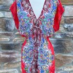 Papaya  Semi Sheer Paisley Tunic Top Photo 4