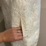 David's Bridal Galina NWT Mikado Ivory Lace Sequin Knee Length Bridal Rehearsal Dress Photo 2