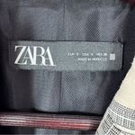 ZARA  Plaid Double Breasted Plaid Blazer‎ Jacket Cream Ecru Black Small Photo 12