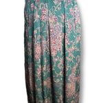 Vintage 90s Talbots Teal Paisley Midi Skirt Rayon Pleated Boho Cottagecore 10 Green Photo 5