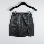 Superdown Trinity Faux Vegan Leather Slit Mini Skirt Solid Black Xxs Photo 0