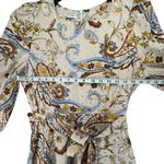 Espresso Midi Dress XS Tan Floral Paisley Square Neck Belted Tiered Euro Summer Brown Size 0 Photo 4
