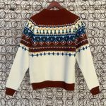 Vintage 70s JCPenney knit fair isle heavy sweater rust navy mock neck MEDIUM Orange Photo 1
