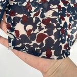 Loft Boho Sheer Floral Top Teal Blue Cream Hidden Button Front Long Sleeve Sz M Photo 5