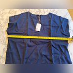 Quince NWT Boxy Blouse 100% Linen Women's Navy Top Size XL Short Sleeve Photo 4