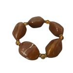 Vintage Estate Retro 80s Chunky Amber Brown Marbled Beaded Stretch Bracelet OSFM Photo 6
