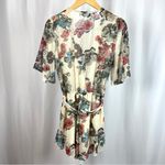 Blue Blush Medium Retro Rose Floral Polka Dot V Neck Romper Plunging Neckline Photo 1