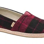 Toms  RED‎ PLAID FELT ON LEATHER ALPARGATA FLAT SLIP-ON SHOES WOMEN'S SIZE 6 Photo 0