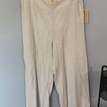 Michael Kors NWT Michael  Linen Blend Striped Pull On Pants Women's Size Large Dune Photo 0