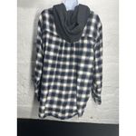 American Eagle Flannel Button Up Shirt Women's XL Hooded Plaid Blue! Blue Photo 4