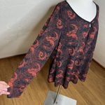 Susan Lawrence  Top Womens 3X Red Black Geometric Keyhole Sheer Sleeve Whimsigoth Photo 6