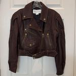 Veronica Beard NWT Marea Leather Moto Jacket in Brown Size 2 Photo 5