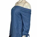 Free People  Denim Chambray Off SHoulder Top Small Photo 2