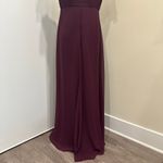 Joanna August Plum Chiffon Flutter Sleeve Maxi Bridesmaid Wedding Guest Dress Photo 8