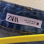 ZARA Pleated Jean Skirt with Gold Shimmer size small Photo 4