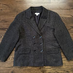 Coldwater Creek Blazer Tweed Double Breasted Career Jacket Black Tan Size 14 Photo 0