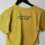 Fifth Sun  Dragonfly Crop Top T Shirt Womens Yellow XS Extra Small Raw Hem Cute Photo 5