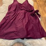 J.Crew J. Cew Re-Imagined Swim‎ Dress Size 8 Halter Onepiece Burgundy Wine Wrap Women's Photo 2