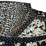 Diane Freis Georgette Black White Floral Dress Smocked Waist Asymmetrical Large Photo 2