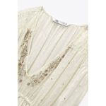 ZARA  Beaded Mini Beach Cover Up Swimsuit Dress Cream White Sheer Photo 12