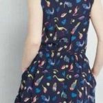 Modcloth Dress Size Medium Navy Blue Cafe Au Soleil Tropical Birds Sleeveless Photo 1