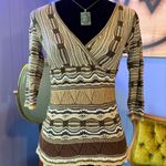 Vintage Y2K Seduction Earth Tone V Neck Knit Top Brown Size undefined Photo 0