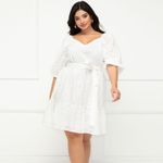 Eloquii Elements Eyelet Dress With Belt in White Size 22 Photo 7