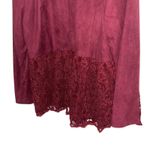 Chico's  Lace Trim Blazer Jacket Open Front Burgundy Career Size 3 Suede Boho‎ Photo 3