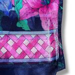 Berkshire Made in Italy Floral Scarf Sheer Bright Pink Purple Green Polyester Black Photo 1