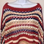 Umgee Boho Oversized Red Stripe Crochet Sweater Size 1X Photo 6